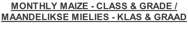 MONTHLY MAIZE - CLASS & GRADE / MAANDELIKSE MIELIES - KLAS & GRAAD
